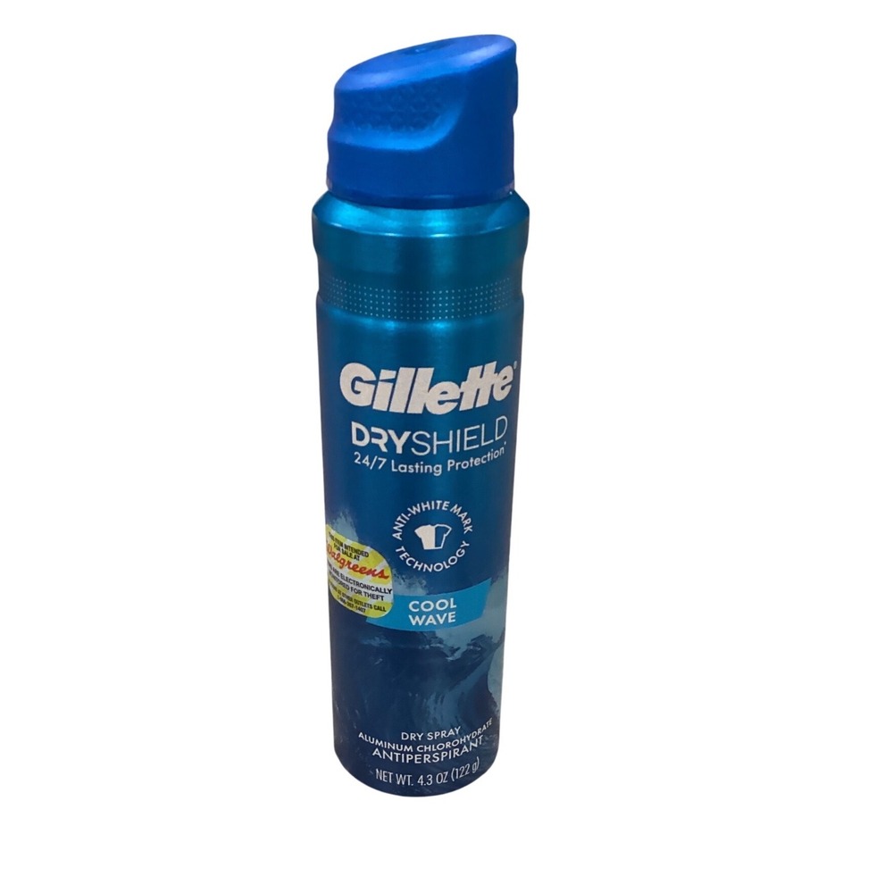 Gillette Dry Shield Cool Wave Antiperspirant Dry Spray 4.3 oz 24/7 Protection‎
